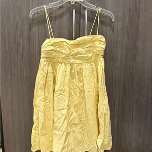 Reformation Light Yellow Strapless Dress